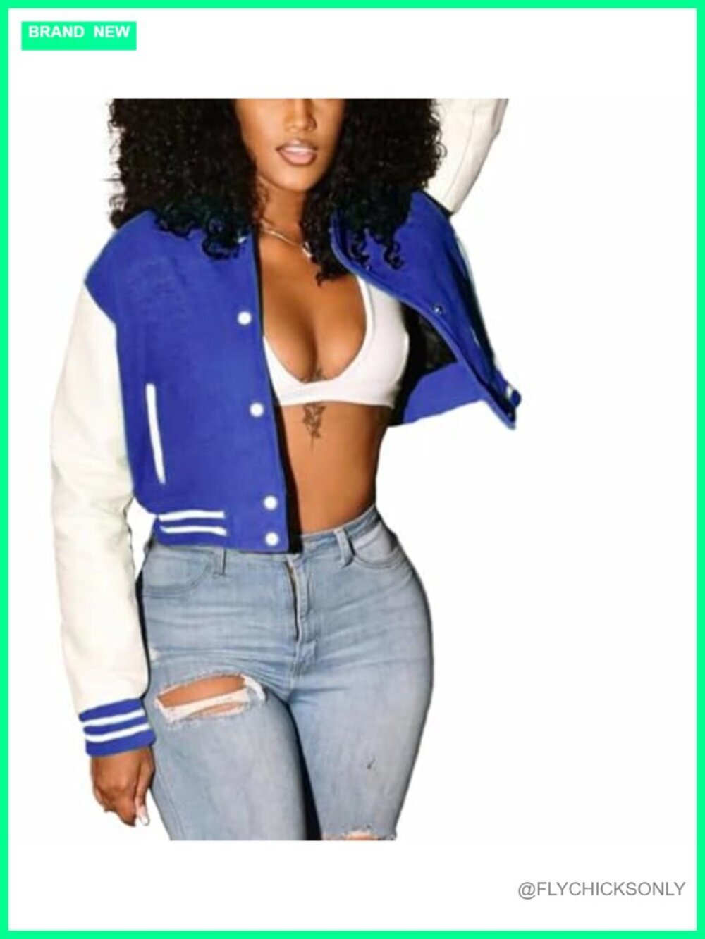 Distressed Denim Jacket Puff Sleeve Ripped Pockets Classic Button Up Cropped
